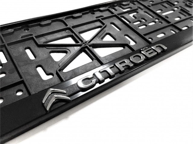 Рамка для номера с логотипом Citroen (с защелкой, черная)