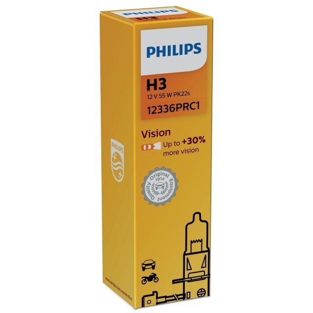 Лампа Philips H3 Vision (12 В, 55 Вт, +30%)