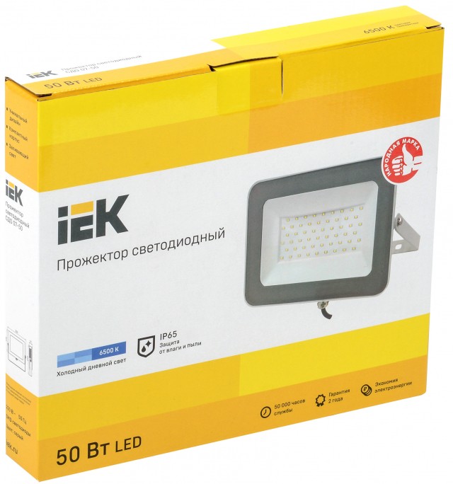 Прожектор светодиодный IEK СДО-07-50 (6500К, 50Вт, 4500Лм, серый)
