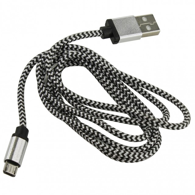Кабель зарядки Smartbuy 12 Metal Cotton USB - MicroUSB (1,0 А, 1 м, белый)
