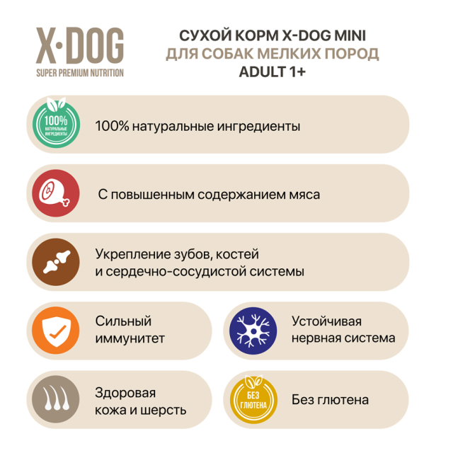 Сухой корм для собак X-Dog Adult Mini, с ягненком (3 кг)