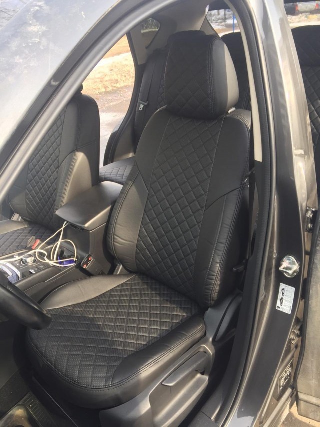 Чехлы Автопилот Mazda CX-5 II (2016>) - черно-серые, алькантара, ромб