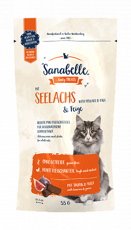 Лакомство для кошек Sanabelle Snack, сайда и инжир (55 г)