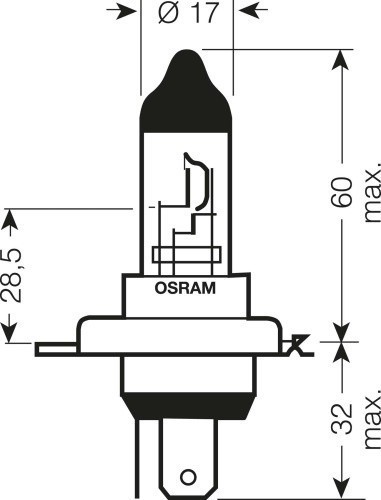 Лампа Osram H4 Night Breaker Laser (12 В, 55/60 Вт, +150%, блистер)