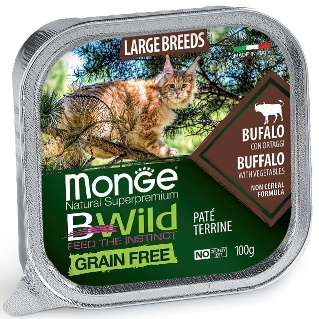Паштет для кошек Monge BWild Grain Free - Pate terrine Bufalo, Large Breeds (100 г)