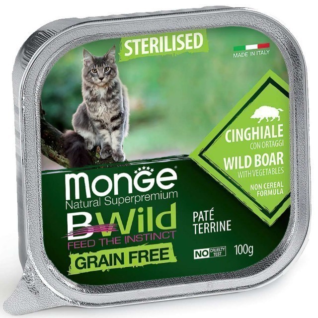 Паштет для кошек Monge BWild Grain Free - Pate terrine Cinghiale, Sterelised (100 г)