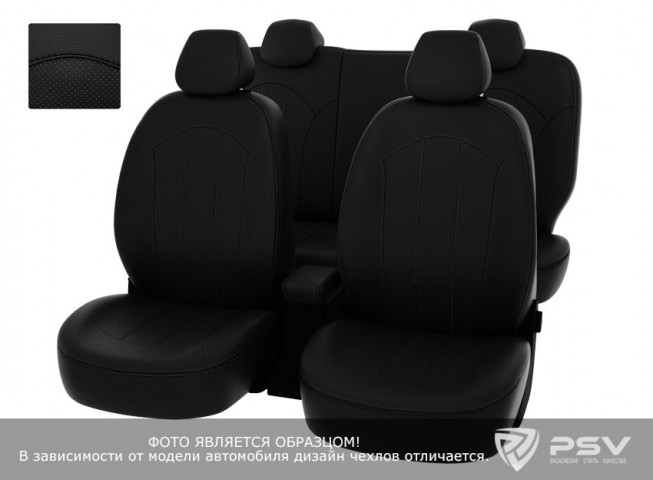 Чехлы  Honda CR-V IV 2012-2016 г. - черная экокожа + черный нубук 