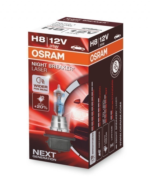 Лампа Osram H8 Night Breaker Laser (12 В, 35 Вт, +150%)