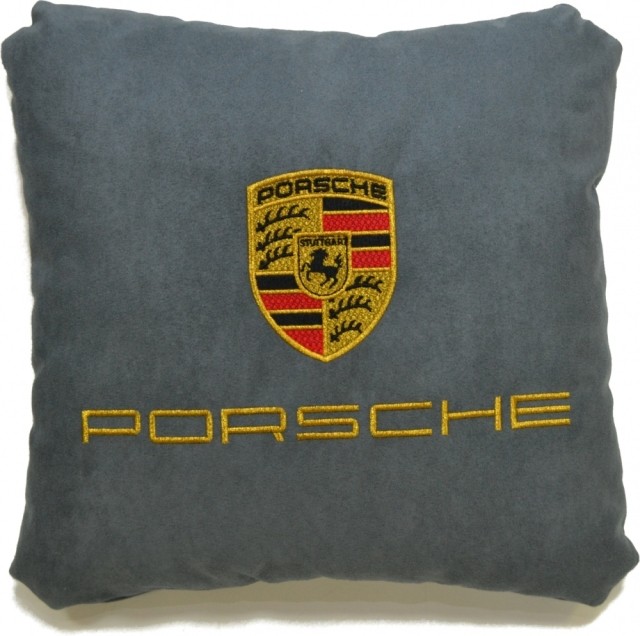 Подушка замшевая Porsche (А101 - серая)