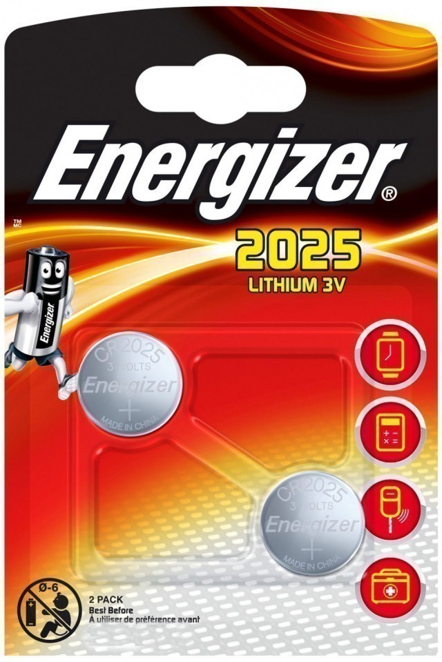 Батарейка CR2025 Energizer Lithium (блистер, 2 шт)
