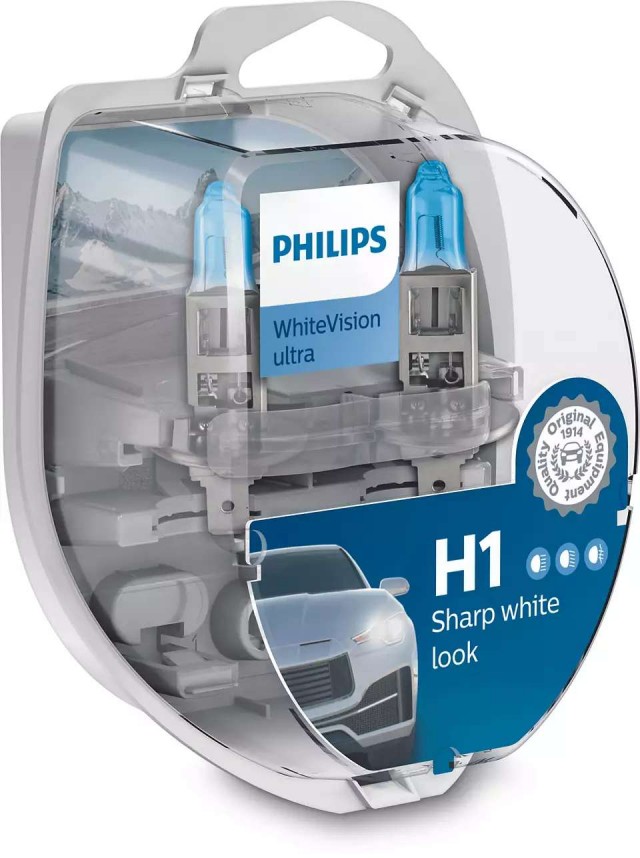 Лампы Philips H1 WhiteVision Ultra (12 В, 55 Вт, блистер, 2 шт + 2 w5w)
