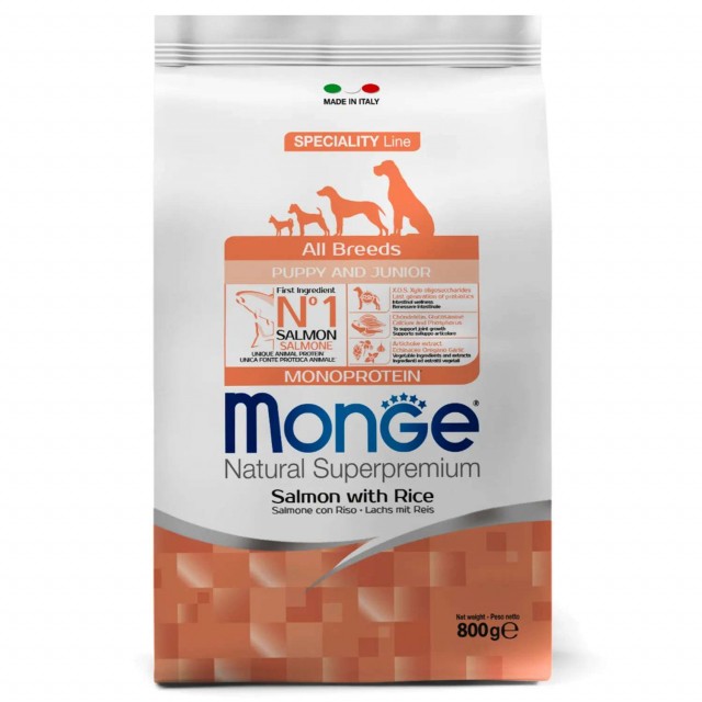 Сухой корм для щенков Monge Specialty Line - Puppy & Junior Salmone (0,8 кг)