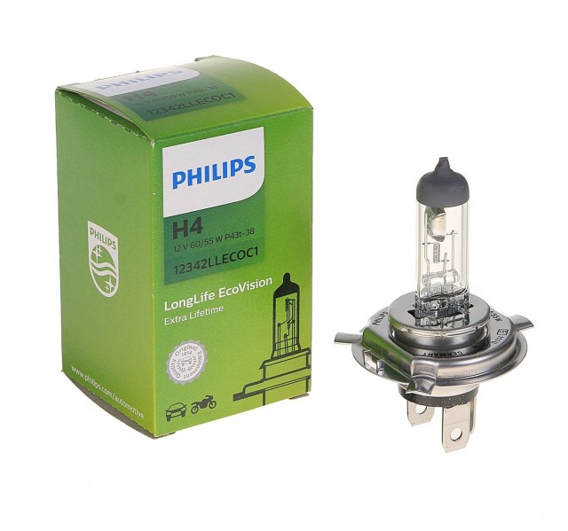 Лампа Philips H4 LongLife EcoVision (12 В, 55/60 Вт)
