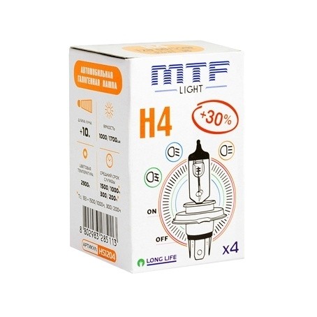 Лампа MTF Standart +30% H4 (12 V, 55/60 W)