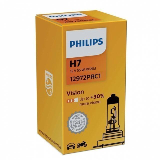 Лампа Philips H7 Vision (12 В, 55 Вт, +30%)