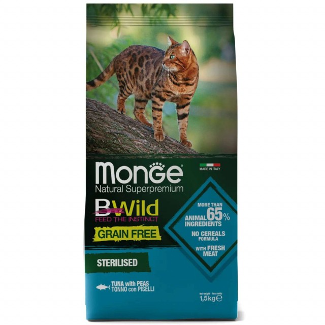 Сухой корм для кошек Monge BWild Grain Free - Sterilised Tonno (1,5 кг)