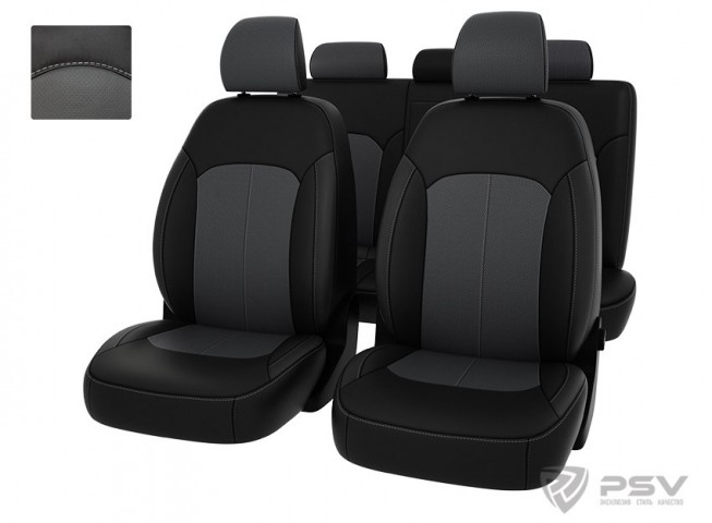 Чехлы  Hyundai Elantra VI 2015-> черно-серая экокожа 