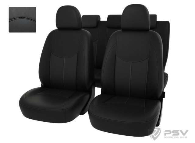 Чехлы  Ford Kuga II Trend 13-> черный/отстрочка черная, экокожа 