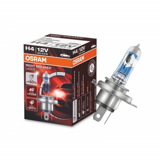 Лампа Osram H4 Night Breaker Laser (12 В, 55/60 Вт, +150%)
