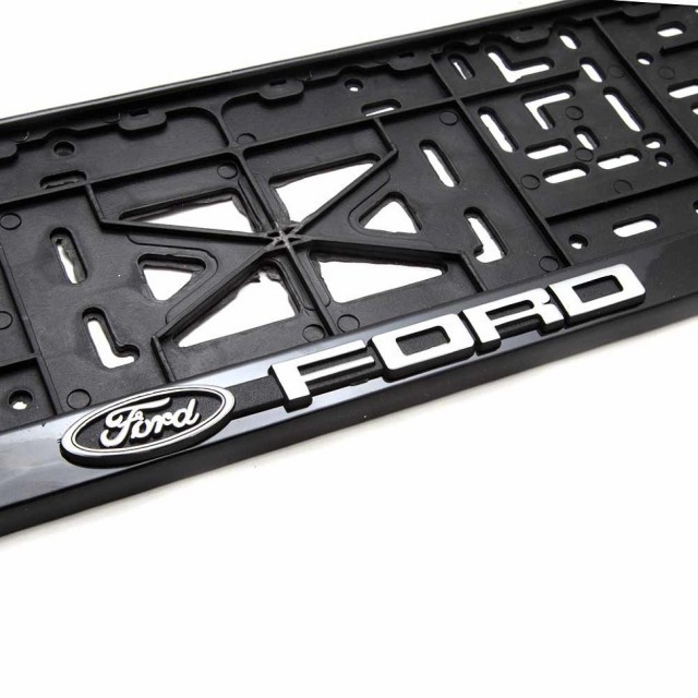 Рамка для номера с логотипом Ford (с защелкой, черная)