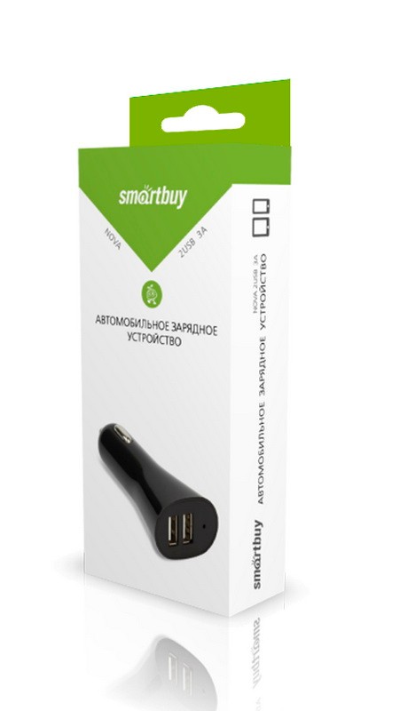 Адаптер USB автомобильный Smartbuy 7000 Nova (2 USB, черный)