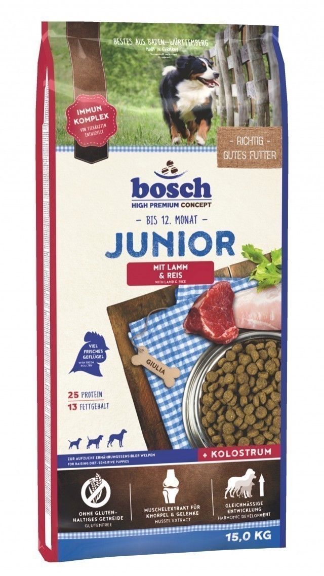 Сухой корм для щенков Bosch Junior, ягнёнок и рис (15 кг)