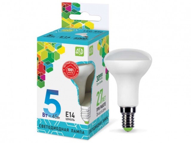 Лампа ASD LED-E14-R50-standard 5W 4000К (450 Лм)