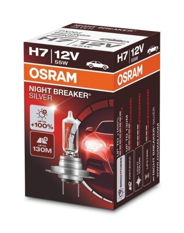 Лампа Osram H7 Night Breaker Silver (12 В, 55 Вт, +100%)