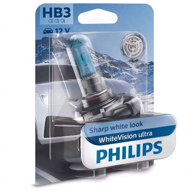 Лампа Philips HB3 WhiteVision Ultra (12 В, 65 Вт, блистер)