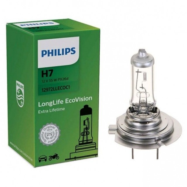 Лампа Philips H7 LongLife EcoVision (12 В, 55 Вт)