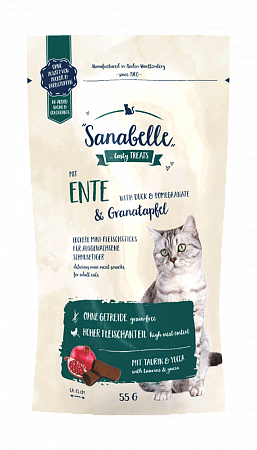 Лакомство для кошек Sanabelle Snack, утка и гранат (55 г)