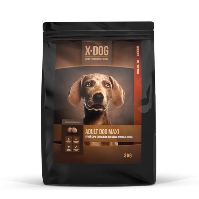 Сухой корм для собак X-Dog Adult Maxi, с ягненком (3 кг)