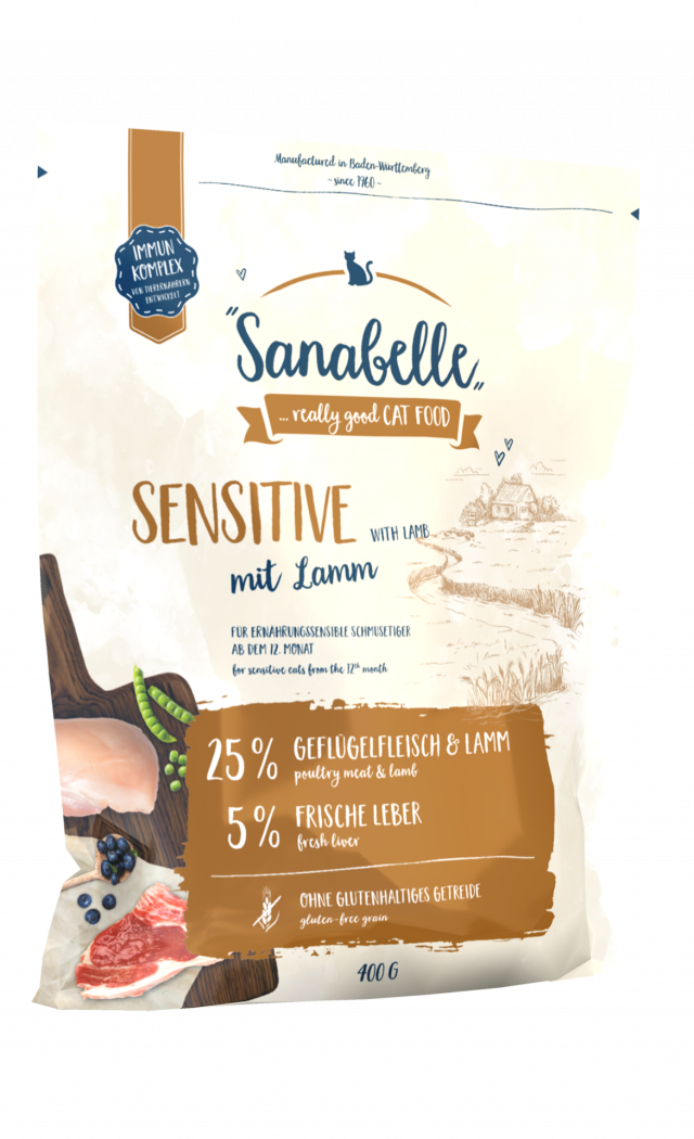 Сухой корм для кошек Sanabelle Sensitive, с ягнёнком (0,4 кг)