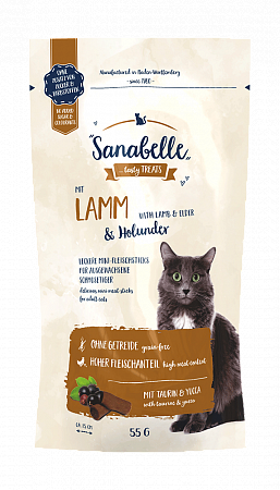 Лакомство для кошек Sanabelle Snack, ягненок и бузина (55 г)