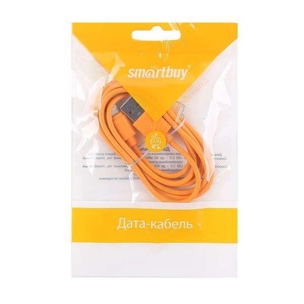 Кабель зарядки Smartbuy 512 Color USB - iPhone (1,0 А, 1 м, оранжевый)