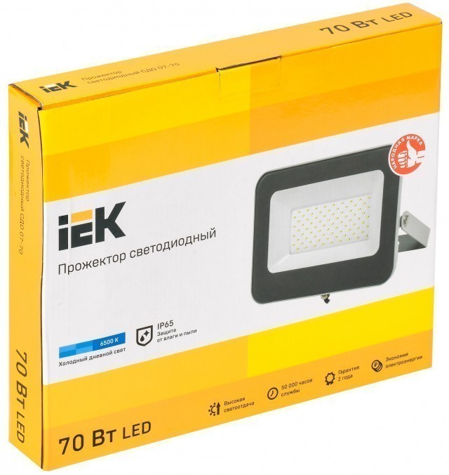 Прожектор светодиодный IEK СДО-07-70 (6500К, 70Вт, 6300Лм, серый)