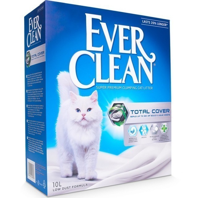 Наполнитель кошачьего туалета Ever Clean Total Cover (глиняный, 10,0 кг, 10 л, без запаха)