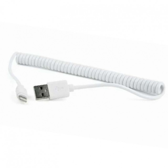 Кабель зарядки Smartbuy 512 Spiral, USB - iPhone (спиральный, 1 м, белый)