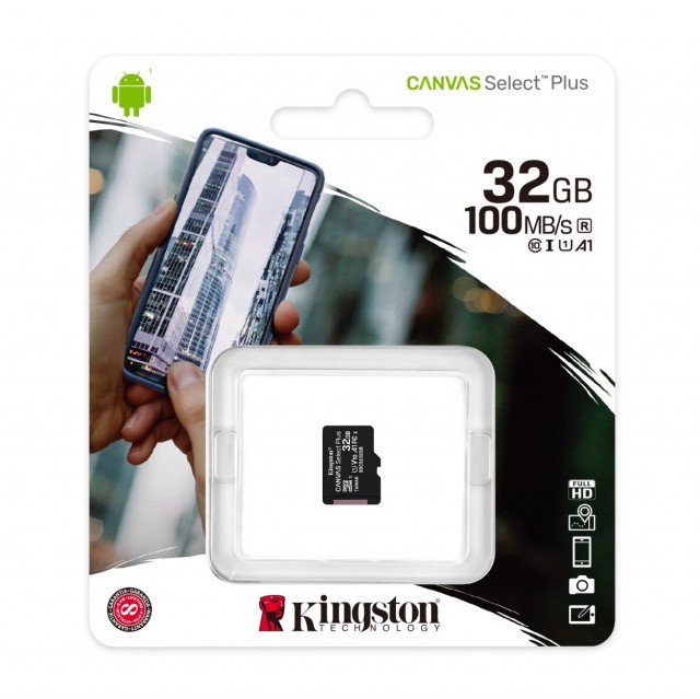 Карта памяти microSD Kingston Canvas Select Plus 32 Gb (class 10, U1)