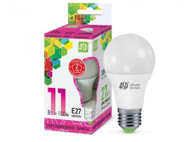 Лампа ASD LED-E27-A60-standard 11W 6500К (990 Лм)