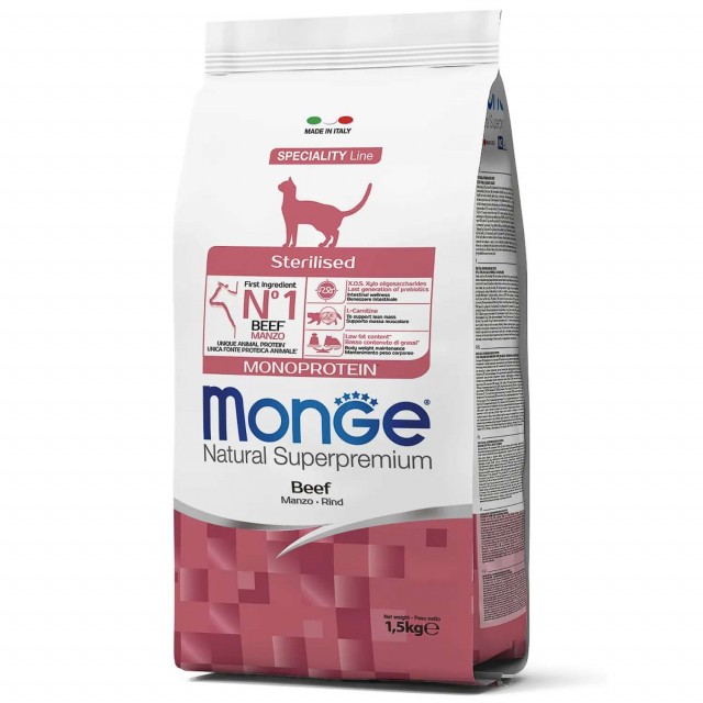 Сухой корм для кошек Monge Speciality Line - Sterilised Beef (1,5 кг)
