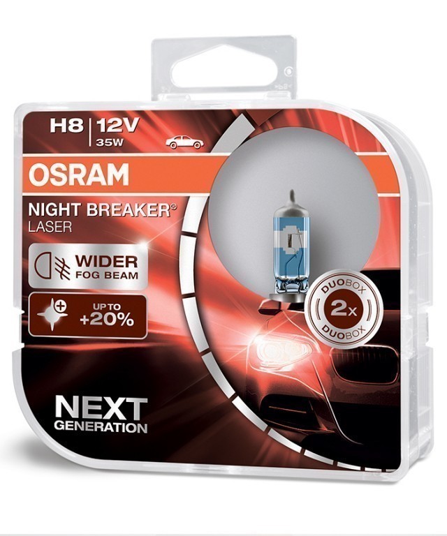 Лампы Osram H8 Night Breaker Laser (12 В, 35 Вт, +150%, блистер, 2 шт)