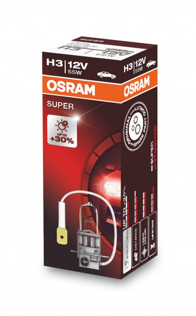 Лампа Osram H3 Super (12 В, 55 Вт, +30%)