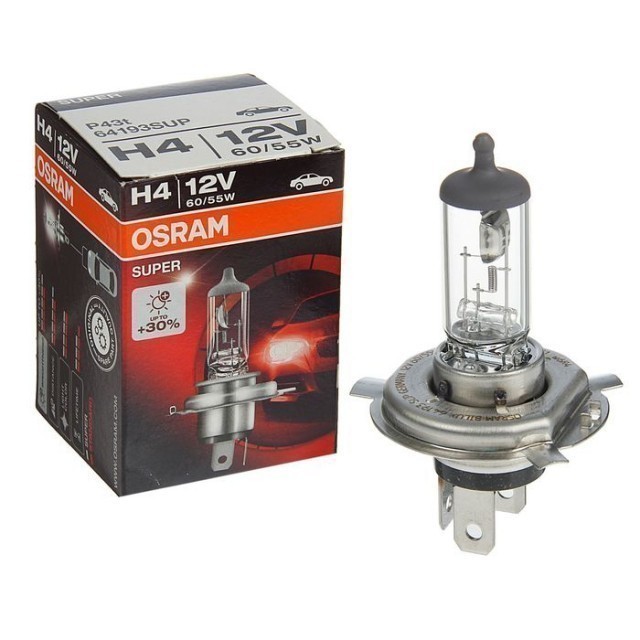 Лампа Osram H4 Super (12 В, 55/60 Вт, +30%)
