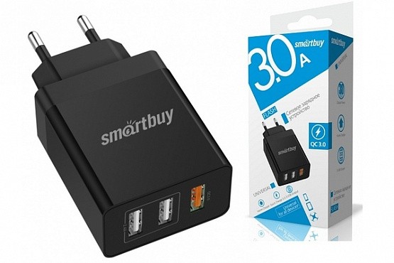 Адаптер Smartbuy 3030 Flash  (3 USB, черный)