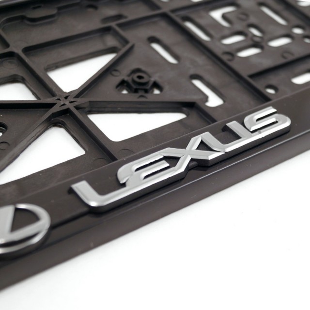 Рамка для номера с логотипом Lexus (с защелкой, черная)