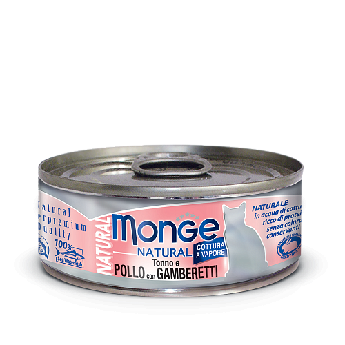 Консервы для кошек Monge Natural - Pollo con Gamberetti (80 г)