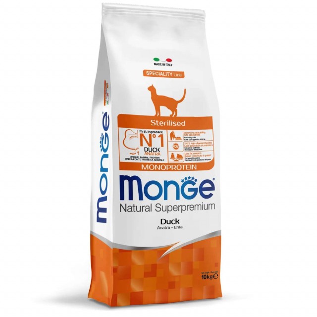 Сухой корм для кошек Monge Speciality Line - Sterilised Duck (10 кг)