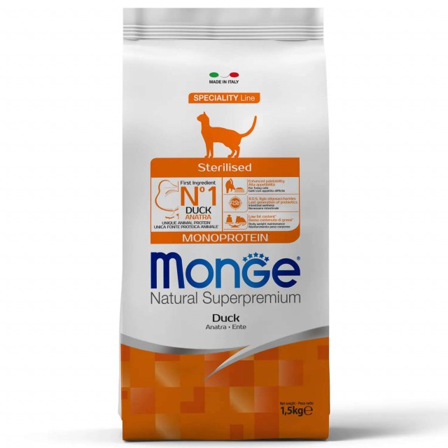 Сухой корм для кошек Monge Speciality Line - Sterilised Duck (1,5 кг)