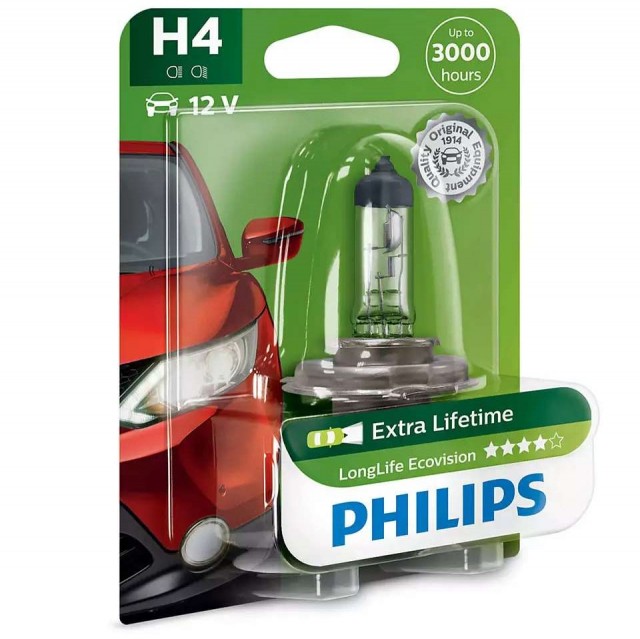 Лампа Philips H4 LongLife EcoVision (12 В, 55/60 Вт, блистер)